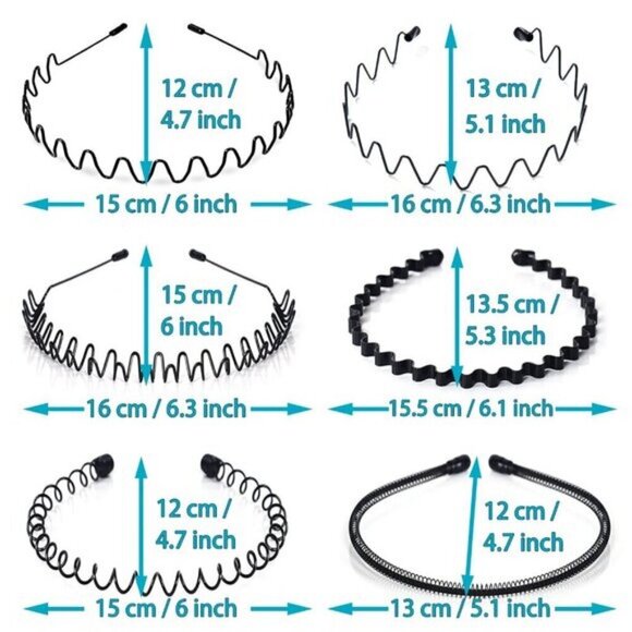 ⚡Men C-New 10pcs Metal Fashion Unisex Wavy Outdoor Simple Elastic Headband main image 5